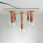 Zeldzame Plafondlamp Met 5 Glazen Bollen, Jaren 70, Ott International thumbnail 6