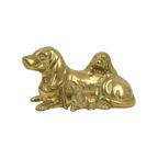 Messing Hond Met Puppies Bloedhond Basset Geel Koper Sculptuur 14Cm thumbnail 2