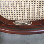 Originele Set Van 8 Hoge Vintage Donkerbruine Bentwood Thonet Stoelen Model “Lange Jan/ Long John thumbnail 18