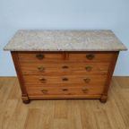 Vintage Antiek Dressoir Commode Ladekast Met Marmer Blad 810 thumbnail 2