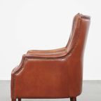 In Goede Staat Verkerende, Tijdloze En Correcte Comfortabele Rundleren Fauteuil/armchair thumbnail 2