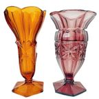 Set Artdeco Vazen Boheems Glas 1930’s Stolzle Paars Amber thumbnail 8