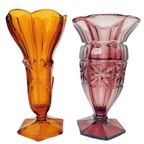 Set Artdeco Vazen Boheems Glas 1930’S Stolzle Paars Amber thumbnail 8