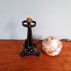 Art Deco Tafellamp Van Smeedijzer En Veelkleurige Opaline, 1920 thumbnail 12