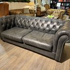 Stoere Vintage Chesterfield Bankstel 3-1-1 Zits Antraciet Grijs thumbnail 4