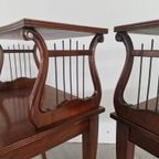 Klassiek Art Nouveau Jugendstil Harp Bijzettafeltjes. thumbnail 4