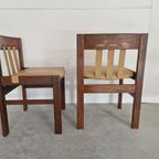 Set Van 6 Brutalist Eetkamerstoelen Wenge Vintage Design thumbnail 3