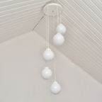 Vintage Cascade Hanglamp Met Wit Glazen Bollen, Minimalistisch Jaren 80 thumbnail 3