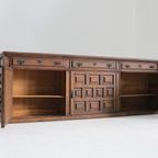 Spanish Brutalist Sideboard In Carved Solid Wood thumbnail 9