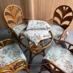 Vintage Bohemian Bamboe Eethoek Met Tafel En Stoelen thumbnail 5