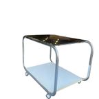 Vintage Chromen Bijzettafel / Barcart Met Fumé Glas thumbnail 10
