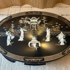Chinese Salontafel Met Hout Snijwerk (Inclusief 6 Krukken) thumbnail 13
