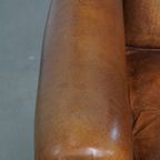 Geweldige, Karaktervolle Vintage Schapenleren Oorfauteuil Met Een Mooi Patina thumbnail 7