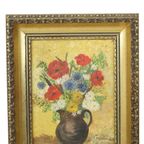 Oud Amateur Schilderij Bloemen Gouden Barok Lijst Bleyaert 28X23Cm thumbnail 9