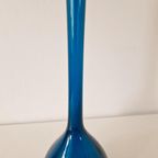 Vintage Petrol Blauwe Glazen Vaas Fles Vaasje Jaren 60 thumbnail 10