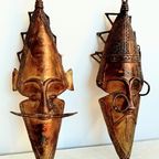 Set Antiek West Afrika Etnische Altaar Maskers thumbnail 5