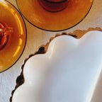 Melkglas 3 Vaks Schaal Gouden Rand Vintage thumbnail 5