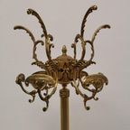 Messing Rococo Staande Kapstok Hollywood Regency Hall Tree Op Marmer Voet thumbnail 9