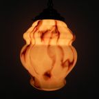 Art Deco Hanglamp Met Gemarmerde Zalmkleurige Kap thumbnail 5