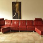 Rood Lederen Lounge Bank thumbnail 4