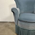 Vintage Cocktailstoel, Frankrijk 1960's, Blauw Velours thumbnail 5
