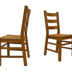 Vintage Set Van 6 Eetkamerstoelen Eiken En Riet Design thumbnail 9