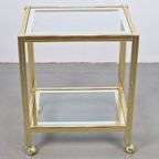 Vintage Bar Cart Trolley Serveerwagen Regency Messing Glas thumbnail 5