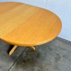 Vintage Ronde Uitschuifbare Eettafel, Licht Eiken. thumbnail 8