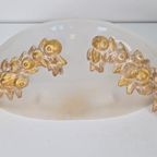 2 Vintage Wandlamp Murano Glas Bowl Goud Hout Regency '70 thumbnail 5