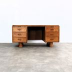 Art Deco Bureau | Desk | Eiken | Jaren 40 thumbnail 14