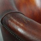 Schapenleren Clubfauteuil In Een Prachtige Warme Cognac Kleur Met Een Mooi Patina thumbnail 10
