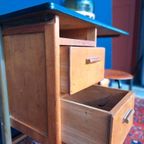 Vintage Bureau, Leraren Lessenaar, Desk, Formica Blad thumbnail 7