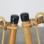 Set Van 4 Subtiele En Charmante Vintage Jaren ’60 Rotan Boho Stoelen Met Gestoffeerde Zitting thumbnail 13