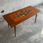 Mid Century Wood And Mosaic Coffee Table thumbnail 6