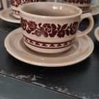 Vintage Kop En Schotel Bruin Bloemen 5X thumbnail 4