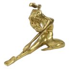 Art Deco Stijl Beeld Elegante Naakte Vrouw Massief Messing thumbnail 12