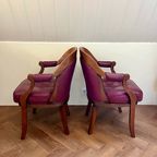 Set Vintage Wijnrode Chesterfield Fauteuils thumbnail 7