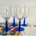 4x Vintage Luminarc Wijnglazen Donkerblauwe Steel thumbnail 2