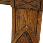 Antieke Zitbank Gesculpteerd Eikenhout Kerk Renaissance Revival thumbnail 18