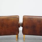 Set Van 2 Mooie En Comfortabele Schapenleren Art Deco Design Fauteuils Met Een Prachtige Kleur thumbnail 14