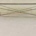 Vintage Postmodern Glas En Metaal Salontafel thumbnail 5