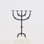 Large Brutalist Wrought Iron 5 Arm Candle Holder 1950S thumbnail 2