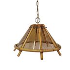 Vintage Bamboe Hanglamp Met Decoratief Glas Uit De Jaren 70 thumbnail 4