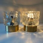 2x Midcentury Tafellamp - Peill & Putzler - Ijsglas, Goud thumbnail 3