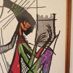 Vintage Borduur Werk Achter Glas Schilderij Jaren 70 thumbnail 6