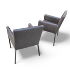 2 X Manet Minotti Arm Chairs 2004 / Dark Brown Leather / Chrome Height 83 thumbnail 4