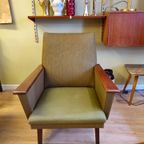 Vintage Loungeset Bank & 2 Fauteuils Fauteuil Bankstel Stoel Groen Meubelset Meubels thumbnail 2