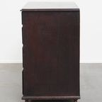 Mooie Antieke Eikenhouten Engelse Ladekast/ Commode Uit De 18e Eeuw Met Originele Bolpootjes thumbnail 5