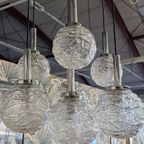 Vintage Kroonluchter 70s Chroom Met 7 Glazen Bollen thumbnail 5