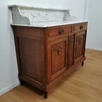 Vintage Frans Dressoir Commode, Ladekast Badkamermeubel Met Marmer Blad 903 thumbnail 10